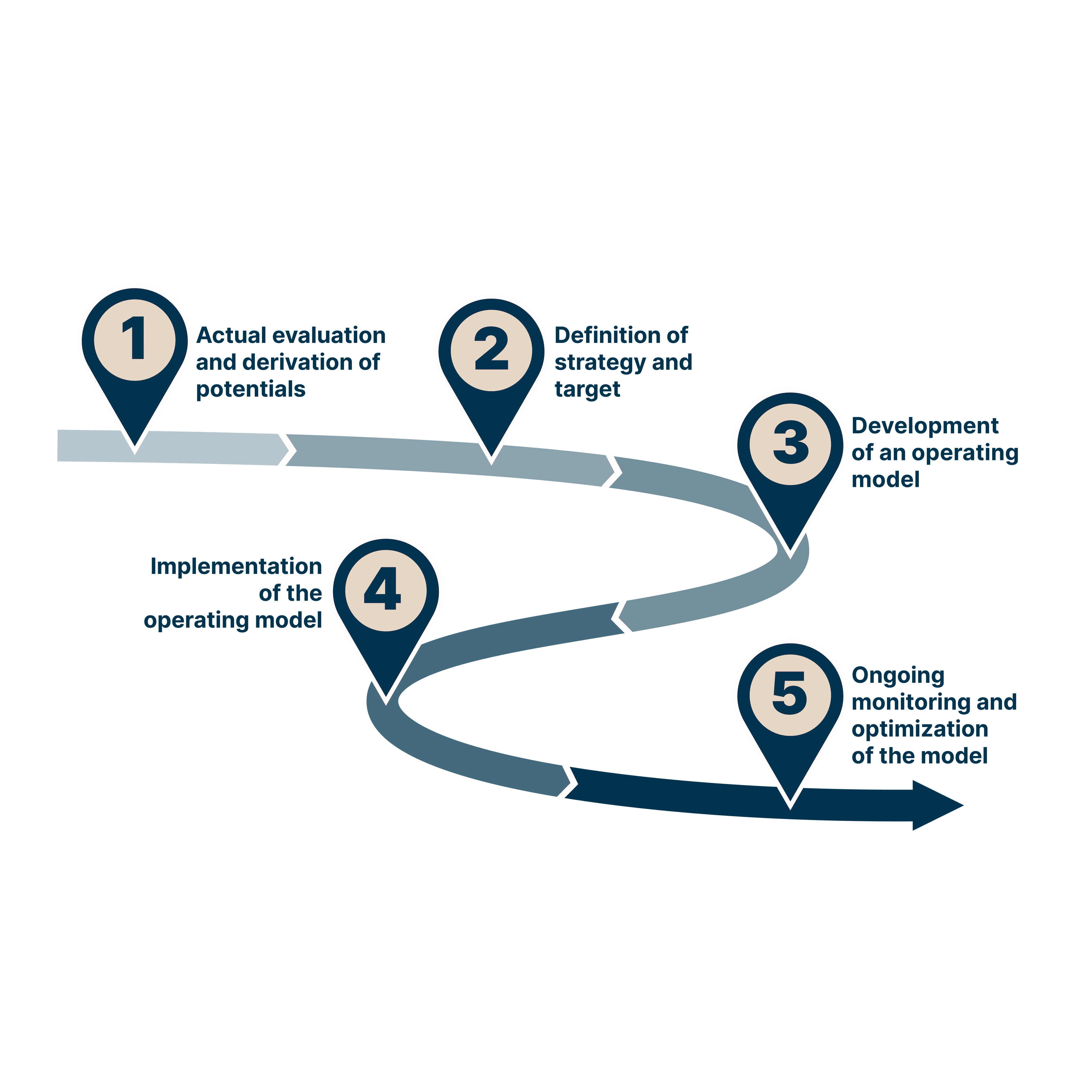 The image depicts the 5 stages of achieving data excellence, from Evaluation to final refinements.